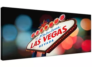 Red Large Canvas Wall Art of Las Vegas Sign  - 120cm x 50cm - 1126 - Picture 1 of 4