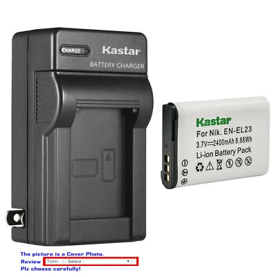 Cargador de pared de CA de batería Kastar para Nikon EN-EL23 MH-67 y Nikon Coolpix P900s Foto 1 de 4