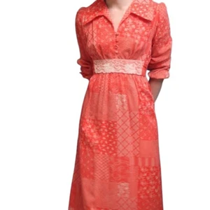 Amazing handmade vintage red and white hand sewn maxi dress with lace and detail - Picture 1 of 14