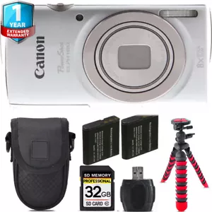 Canon PowerShot ELPH 180 Camera (Silver) + 1 Yr Warranty +Tripod + Case -32GB - Picture 1 of 5