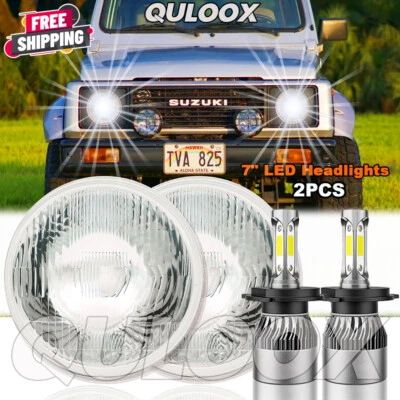 For 1986-1995 Suzuki Samurai SJ410 Pair 7Inch LED Round Headlight HI Lo Beam DRL - Image 1 of 4