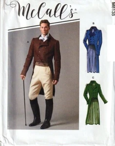 McCalls Historical 1800s Costume Men Tailcoat Tuxedo Edwardian Coat Pattern 8135 - Picture 1 of 9