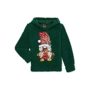Miss Chievous Girls Christmas Sequin Critter Faux Sherpa Pullover Hoody Med 7/8 - Picture 1 of 1