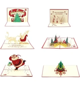 6 PIEZAS 3D Pop Up Tarjetas de Navidad Feliz Año Nuevo Tarjetas de Regalo Tarjetas de Felicitación  - Imagen 1 de 8