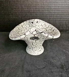 Vintage Jasba Keramik Cortina Basket Vase West Germany Fat Lava Crackle Glaze - Picture 1 of 9