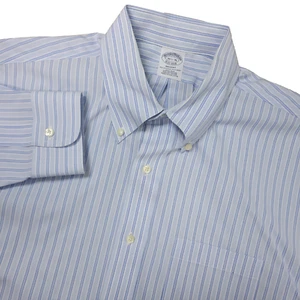 Brooks Brothers Regent Para Hombres 16.5-36 Azul Rayas Abotonadas Manga Larga Supima - Imagen 1 de 6