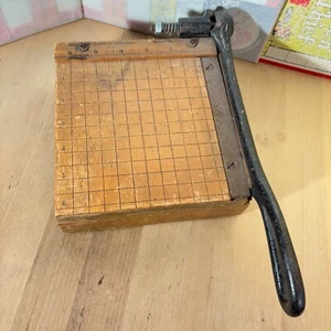 Vtg INGENTO No. 1 Guillotine Paper Cutter 6x6 Mid Century Cast Iron Solid Wood - Picture 1 of 11