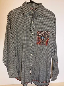Vintage Robert Graham Checkered Long Sleeve Button Down Cotton Shirt Men's Sz M - Picture 1 of 10