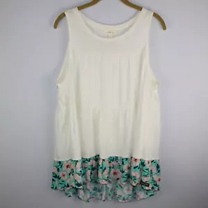 Matilda Jane Damen Top Elfenbein Blumenmuster Gr. L Stufen Tunika Ärmellos Tank - Bild 1 von 6