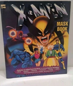 X-Men Marvel Mask Book Wolverine Claws Cyclops Beast Magneto Jubilee 1995 Uncut - Picture 1 of 7