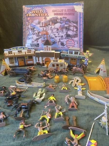 WILD FRONTIER COWBOY & INDIAN DELUXE PLAYSET Supreme 90s Stagecoach, Camp W111 - Picture 1 of 15