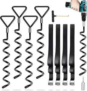 Trampoline Stakes 4 Pack - Trampoline Anchors Kit - Screw In Ground Anchors - Picture 1 of 8