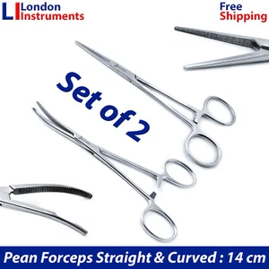 Dental Medical Pean Forceps Straight & Curved Surgical Artery Clamp Pliers New - Picture 1 of 6