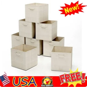 8-Piece Collapsible Fabric Storage Bin Basket Bin Set for Shelves Home Closet - Picture 1 of 8