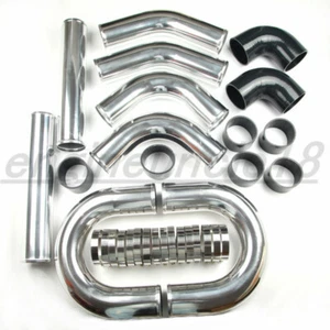 US SHIP 4" Aluminum Turbo Intercooler Piping Kit Pipes Clamps Couplers - Picture 1 of 8