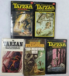 Edgar Rice Burroughs Five 5 Paperback Lot Tarzan Monster Men Vintage Retro Art - Picture 1 of 8