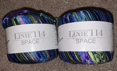 Linie 114 Space Ribbon Yarn Purple Blue Green Polyacryl 50 Grams Each - Изображение 1 из 3