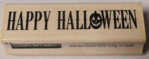Pumpkin HAPPY HALLOWEEN Border Rubber Stamp NEW Wood Holiday Jack o Lantern - Picture 1 of 2