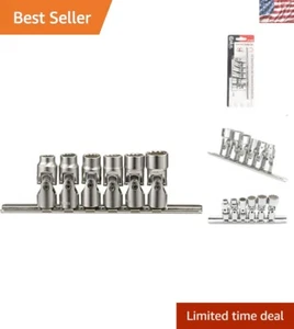 Durable 6-Piece 1/4" Drive SAE Universal Socket Set - Easy Clean Matte Finish - Picture 1 of 24