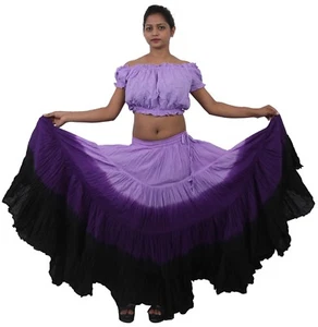 LPB Cotton Belly Dance Tribal Gypsy Bombazo Skirt 4 Tier 25 Yard Skirt - Imagen 1 de 3