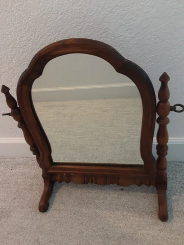 Antique Victorian Style Wood Swivel Mirror Cover