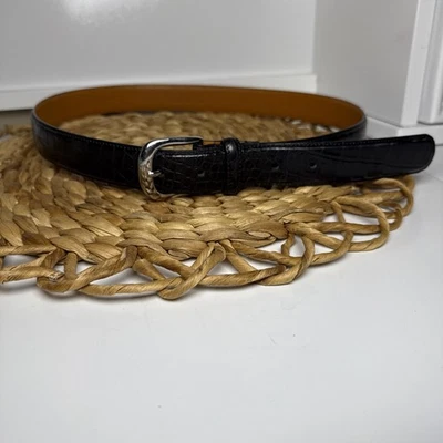 Cinturón de vestir LAUREN RALPH LAUREN 36 cuero italiano negro cocodrilo en relieve Foto 1 de 4