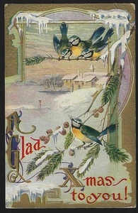 Glad Christmas to You Postcard Snowy Landscape Birds Vintage Holiday - Picture 1 of 2