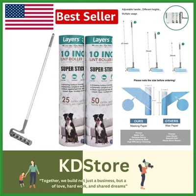 Rodillo grande mega de pelusa para mascotas de 10 pulgadas de ancho y pelo antipolvo con mango extensible y re... Foto 1 de 4