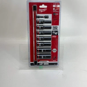 Neu Milwaukee 8tlg 3/8" Antrieb tief SAE SHOCKWAVE Steckschlüsselsatz 49-66-7024 - Bild 1 von 9