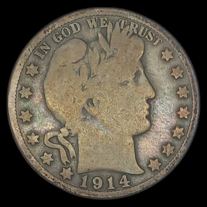 1914 S Barber Half Dollar Liberty Head VG Rare Collectors Choice 90% Silver Coin - Picture 1 of 8