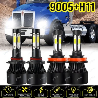 For Kenworth T370 T680 T880 Truck 2013-2022 LED Headlights Bulbs High Low Beam - Image 1 of 4