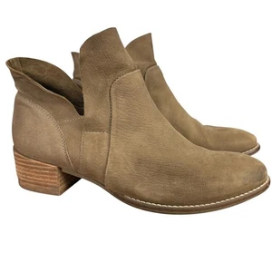 Syechelles Womens Leather Tan Brown Block Chunky Heel Ankle Boots Booties 8.5 - Picture 1 of 16