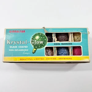 BOX of 10 Vintage Gibraltar KRYSTAL-GLOW Christmas Ice Light Bulbs *TESTED* - Picture 1 of 16