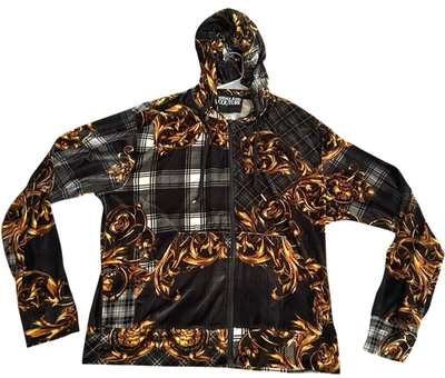 Auténticos Pantalones de mezclilla Versace de alta costura barrocos para hombre con cremallera completa Sudadera con capucha XL tartán a cuadros Foto 1 de 4