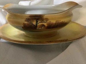 NORITAKE PORZELLAN BAUM AUF DER WIESE SAUCIERE MIT UNTERTELLER 8,5" ROTE MARKIERUNG - Bild 1 von 4