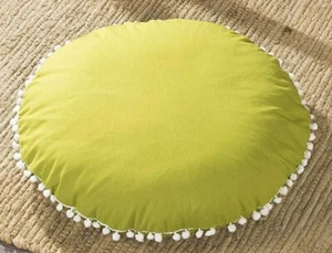 Solid Plain Cushion Case Round Handmade Cotton Lemon Tea Pillows Cover All Size - Picture 1 of 3