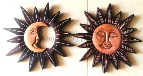 wooden wall Sun & Moon Stunning Creation 12'' ideal for Home & office Elegance Cover