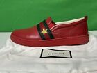 Gucci Red Leather Web Band Slip On Sneakers Size 33