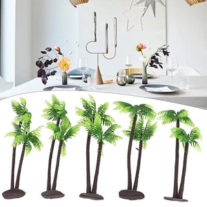 5x Miniature Plastic Coconut Palm Tree For Beach Scenery Aquarium Toy Decoration - Picture 1 of 16