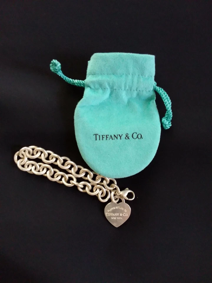 Подлинный Tiffany & Co серебро 925 сердце ярлык браслет 7» - Изображение 1 из 4