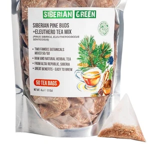 Té de raíces y brotes de pino Eleuthero verde siberiano - 50 bolsas de té de hierbas - Imagen 1 de 9