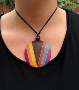 Collier ethnique Maya Aztèque en bois exotique - Imagen 1 de 1
