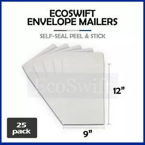 25 EcoSwift busta carta kraft bianca autosigillante spedizione 28 libbre 9 x 12 - Foto 1 di 7