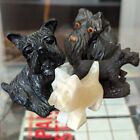 Vtg Carved Scotty Dog Statue Lot Terrier Collection Coal Stone & Plaster Art Set