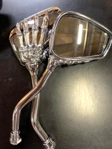 Custom Mirror CHROME SKELETON HAND Cruiser Lowrider Chopper Motorcycle Bikes - Picture 1 of 8