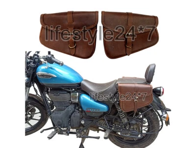 Royal Enfield "METEOR 350cc LEATHER BROWN" Pannier Bags Pair D3 - Image 1 of 4