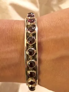UNIQUE STERLING SILVER BANGEL SURROUNDED by 24 GARNETS FREE SHIPPING!!! - Picture 1 of 7