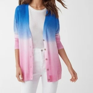 Splendid Sunscape Ombré Cashmere Blend Pink Blue V neck Cardigan M - Picture 1 of 19