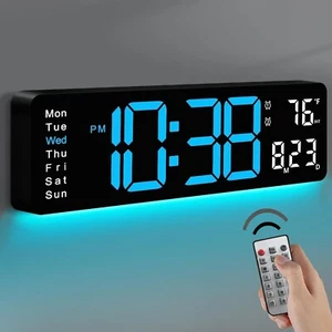Digital Wall Clock, 16.5" Large Display Digital Clock with 10 RGB Color Chang... - Picture 1 of 7