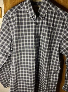 Camisa de hombre LL Bean abotonada a cuadros sin arrugas 218573 talla M regular - Imagen 1 de 4